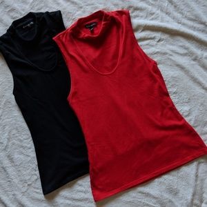 Express | Lot of 2 Low cut tanks with neck detail
